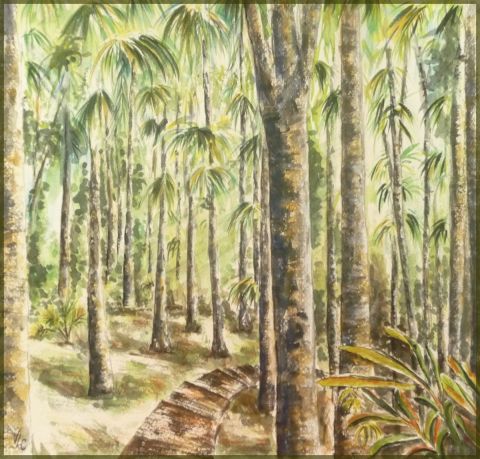 balade dans une forêt tropicale - Peinture - valerie CROCHARD