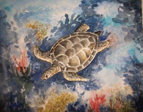 tortue en migration - Peinture - valerie CROCHARD tortue en migration - Peinture - valerie CROCHARD