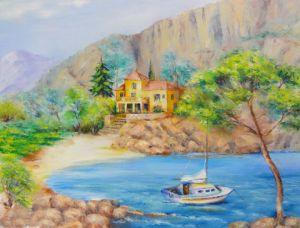 Peinture de Eugenia: Une villa au bord de mer