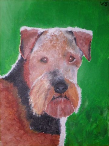 L'artiste walter PICASSO - Chien Erdal terrier