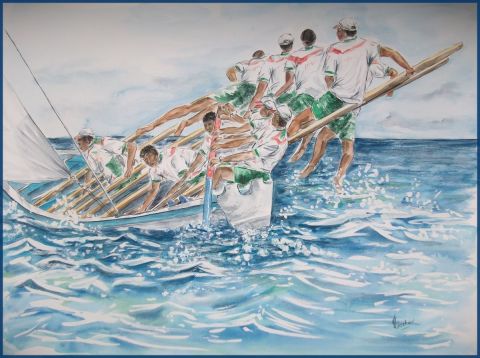Course de yoles - Peinture - valerie CROCHARD Course de yoles - Peinture - valerie CROCHARD