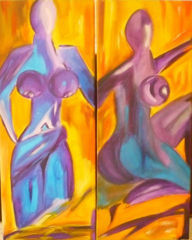 Une femme avec une femme - Peinture - FERRARO