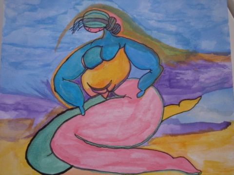 L'artiste BRIGITTE BASPEYRAS - nue colorée