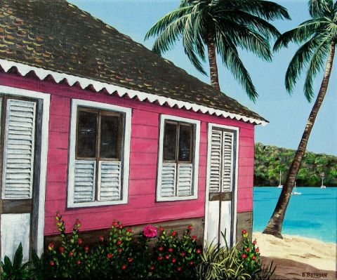 Case rose - Peinture - Delphine Bothuan Case rose - Peinture - Delphine Bothuan