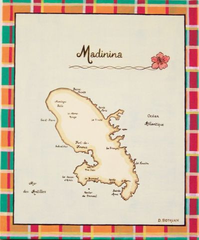 Carte de la Martinique - Peinture - Delphine Bothuan