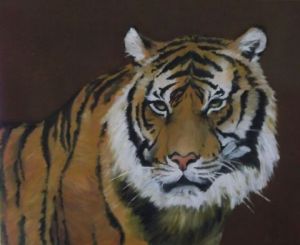 Peinture de JessicaAurousseau: portrait d'un tigre