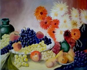 Voir cette oeuvre de Maryaude: Nature morte fruits et fleurs