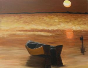 Voir cette oeuvre de Maryaude: Barque au soleil couchant