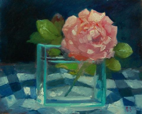 Rose sur torchon - Peinture - MONIQUE SHAW