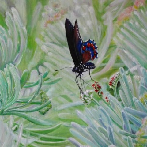 Papillon noir - Peinture - Line