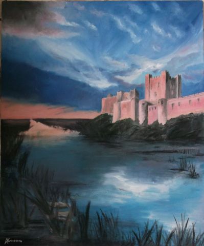 château en bord d'eau - Peinture - JessicaAurousseau