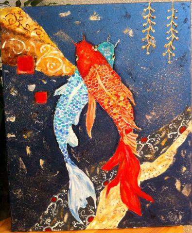 Dance de poissons - Peinture - Elena Trofymova