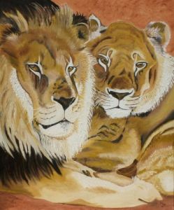 Voir cette oeuvre de josiane: couple de lion