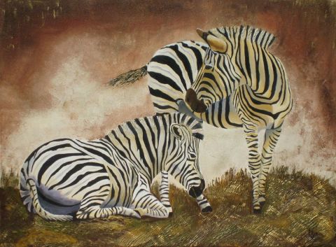couple de zebre - Peinture - josiane