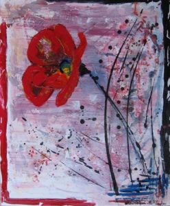 Peinture de roseline chouraqui: rouge coquelicot