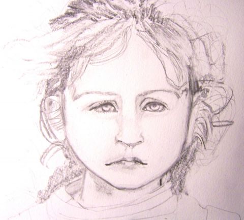 L'artiste Momaur - petite fille au cheveux dans le vent
