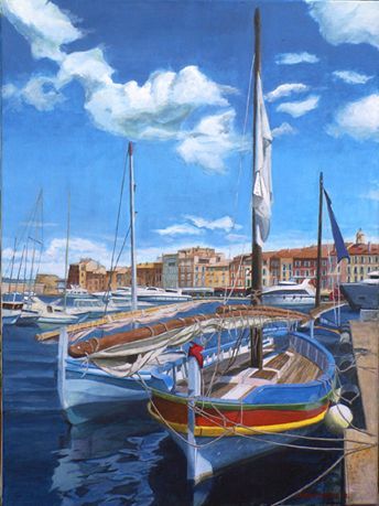 Vieilles barques à St-Tropez - Peinture - Jean-Louis BARTHELEMY