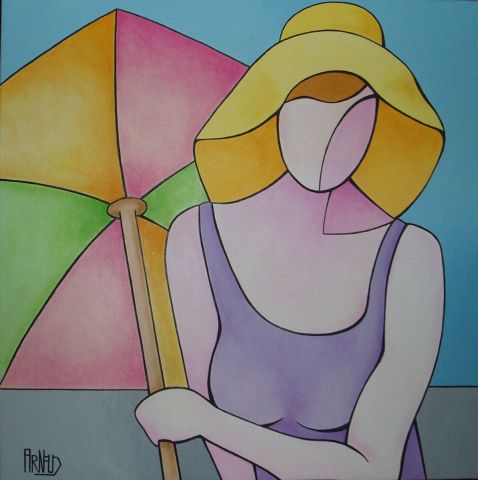 L'artiste christian arnaud - femme à l' ombrelle