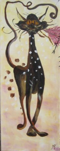Le chat à la fleur - Peinture - Maryaude