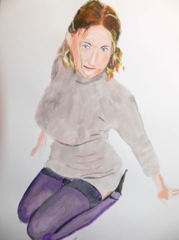 Jeune femme aux bas nylon - Peinture - Arsene Gully