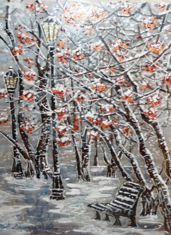 Les sorbiers sous la neige - Peinture - Marisha