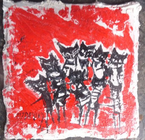 la bande des chats noirs - Peinture - marie josephe devismes la bande des chats noirs - Peinture - marie josephe devismes