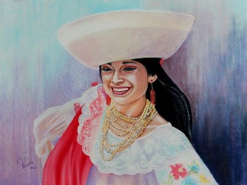Natalia, Equateur - Peinture - ALAIN PESTOURIE