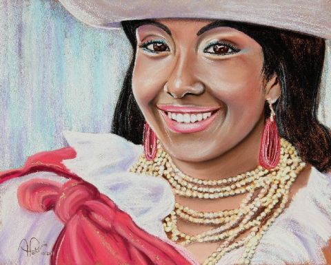 Mayta, Danseuse de l'Equateur - Peinture - ALAIN PESTOURIE