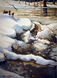 Voir le détail de cette oeuvre: Rivière en hiver sous la neige et la glace
