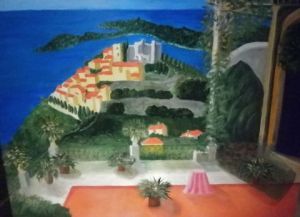 Voir cette oeuvre de Maryaude: Terrasse avec vue sur Eze Village