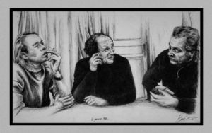 Oeuvre de Kinglizard: 3 hommes dans un salon