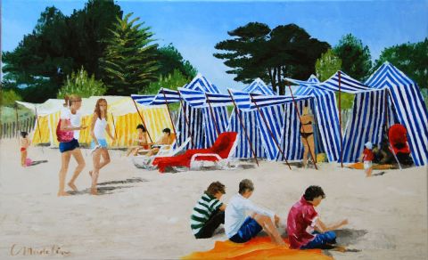 Cabines de plage - Peinture - Catherine MADELINE Cabines de plage - Peinture - Catherine MADELINE