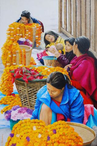 Oeillets d'Inde - Peinture - Catherine MADELINE