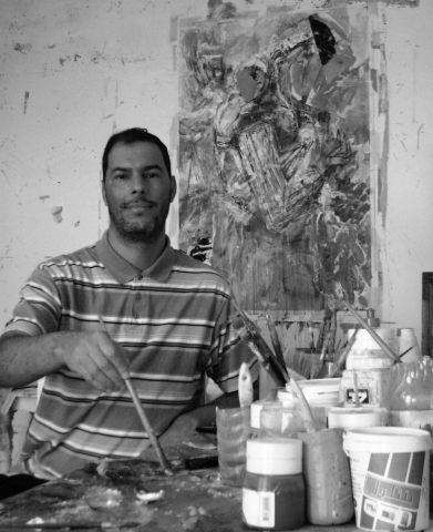 the artist SAMI SAHLI  in the studio. - Photo - SAMI SAHLI
