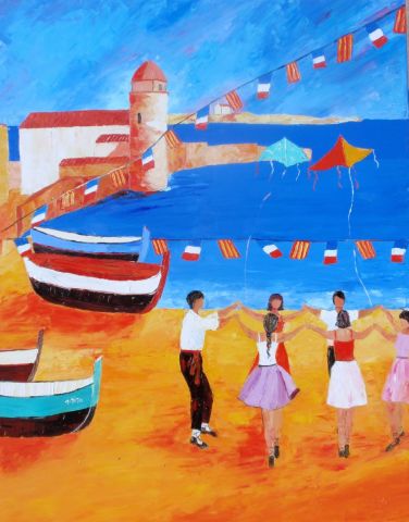 Jour de Fête à Collioure - Peinture - Julie PIOCH