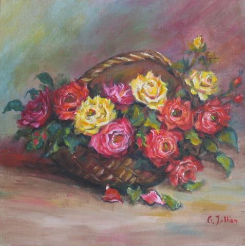 L'artiste Ginette JULLIEN - panier de roses