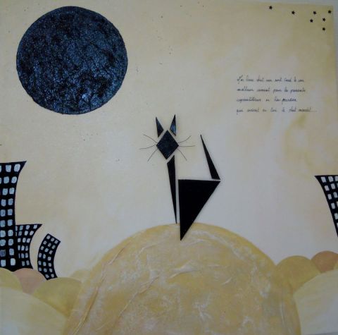 Chat noir dans la nuit blanche - Peinture - CHSART Chat noir dans la nuit blanche - Peinture - CHSART