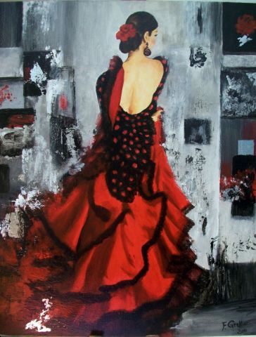 flamenco - Peinture - Francoise GRELLIER