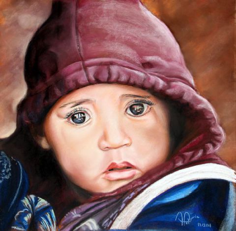 JAMEL, bébé marocain - Peinture - ALAIN PESTOURIE