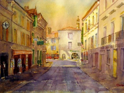 rue gambetta à brantôme - Peinture - alain deschamps