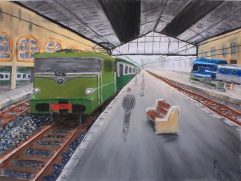 Quai de gare - Peinture - GAUDIR Quai de gare - Peinture - GAUDIR