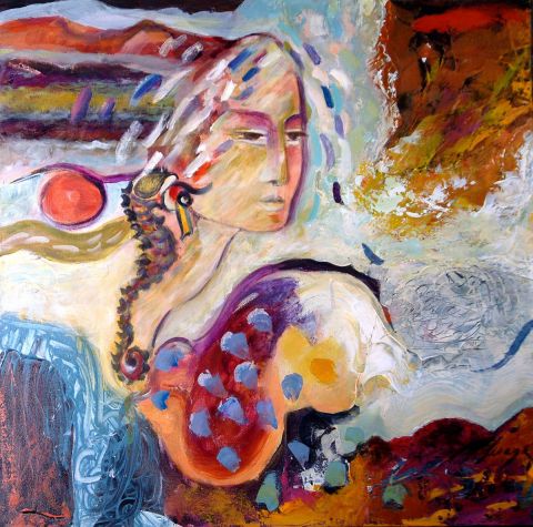 La femme hyppocampe - Peinture - Maleine