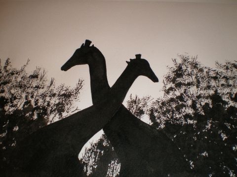 couple de girafes - Peinture - REITER Nicole