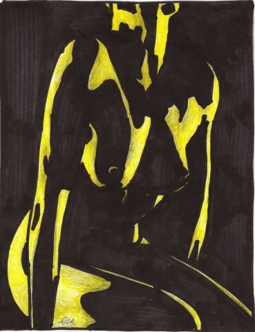 ombre jaune et noire - Peinture - CGOA