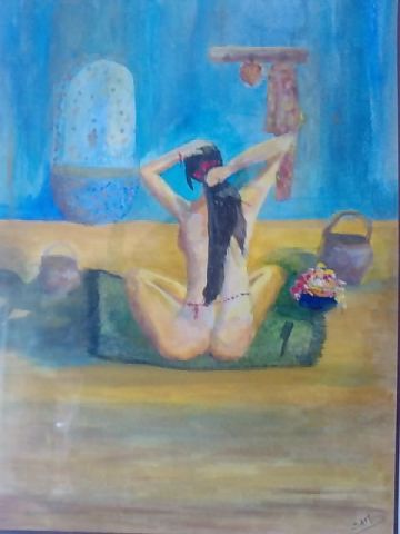 femme au hammam - Peinture - alawisaad