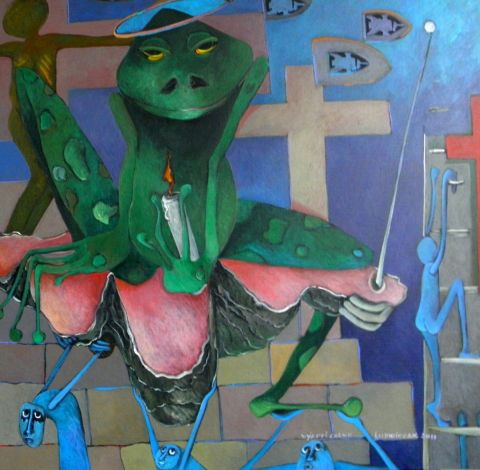 vyapti CXLVII - EPO à la grenouille de bénitier  - Peinture - Lucie LUDWICZAK