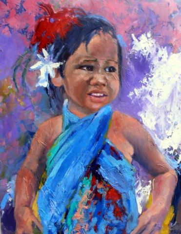 la petite hawaïenne - Peinture - Veronique LANCIEN