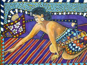 Peinture de ANTOINE MELLADO: La femme au pagne.