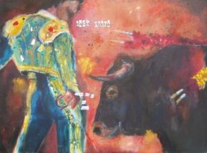 Voir cette oeuvre de isabelle petit: taureau et torero, paco ojeda