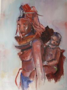 Voir le détail de cette oeuvre: portrait d'afrique, femme et son enfant
